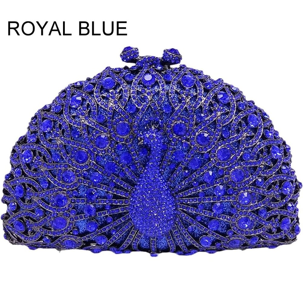 NWT Sparkling Bling Swarovski Crystal Rhinestone Peacock Clutch Bird Pur… - Picture 5 of 17